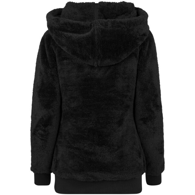 Urban Classics Dames teddy fleece long hoodie UTTN446_black large