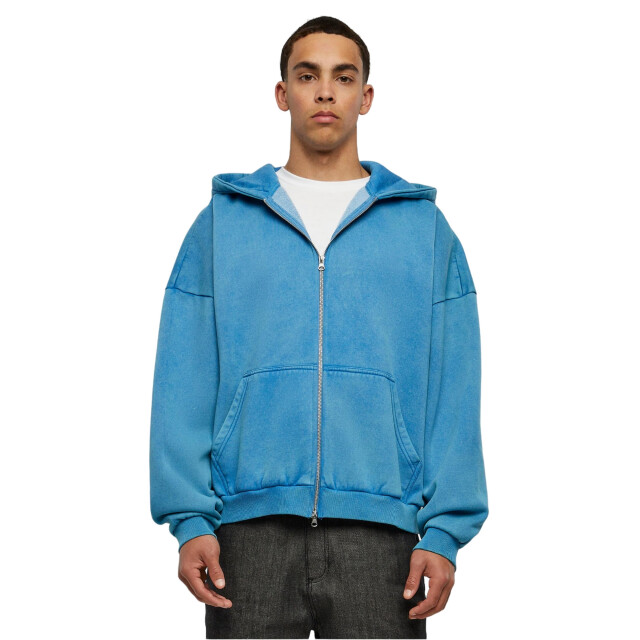 Urban Classics Heren 90's stone wash zwaargewicht full zip hoodie UTTN699_royalblue large