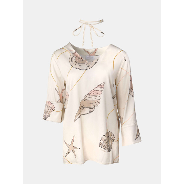Mucho Gusto ® blouse malediven creme zeeschelpenprint MUCHO GUSTO® Blouse Malediven Creme Zeeschelpenprint large