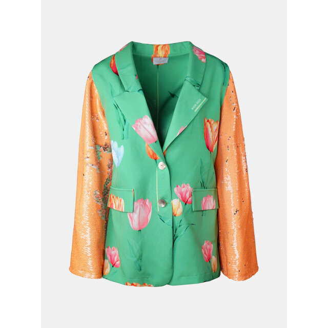Mucho Gusto ® blazer zanè groen oranje tulpenprint MUCHO GUSTO® Blazer Zanè Groen Oranje Tulpenprint large