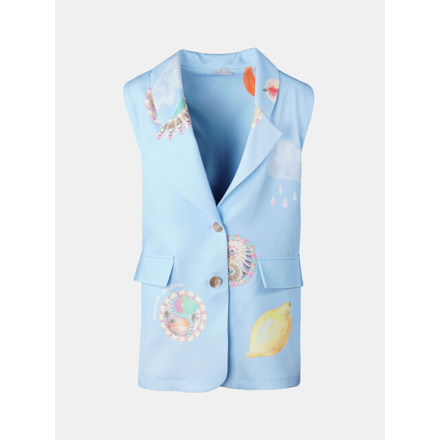 Mucho Gusto ® gilet zanè lichtblauw klimaat patchwork MUCHO GUSTO® Gilet Zanè Lichtblauw Klimaat Patchwork large