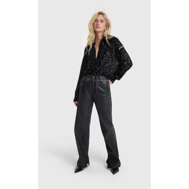 Alix The Label Coated denim pants coated denim pants zwart large
