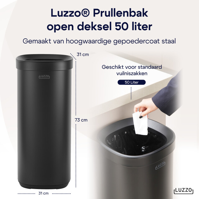 Luzzo ® open square prullenbak 50 liter afvalbak-vuilnisbak - 3059050 large