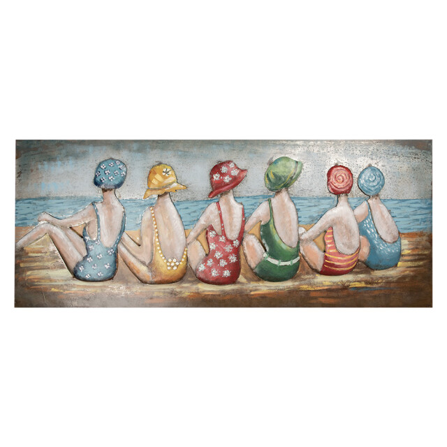 Clayre & Eef 3d schilderijen metaal 150x60 cm meerkleurig metaal strand 3058986 large