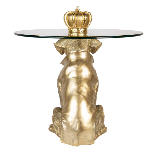 Clayre & Eef Bijzettafel rond hond Ø 55x55 cm kunststof glas 3058979 large