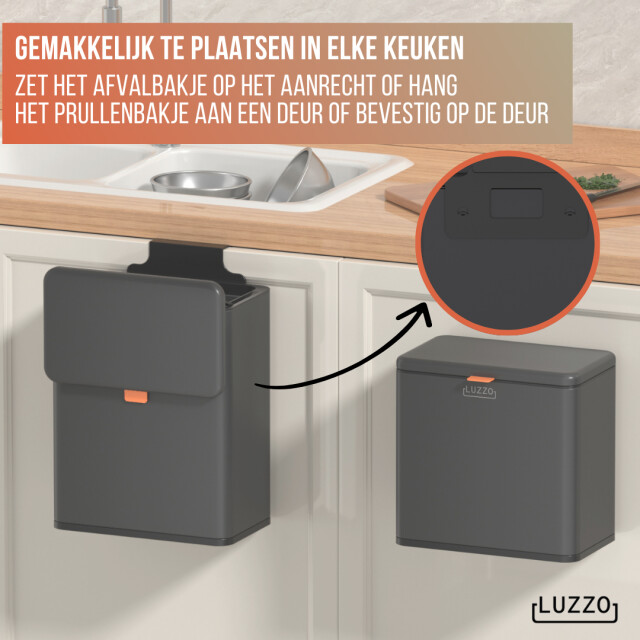 Luzzo ® loft groente afvalbak aanrecht afvalbakje 5 liter uitneembare 3059049 large
