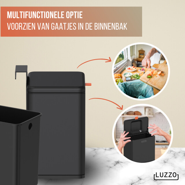 Luzzo ® loft groente afvalbak aanrecht afvalbakje 5 liter uitneembare 3059049 large