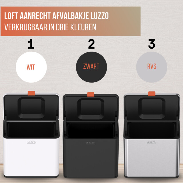 Luzzo ® loft groente afvalbak aanrecht afvalbakje 5 liter uitneembare 3059049 large