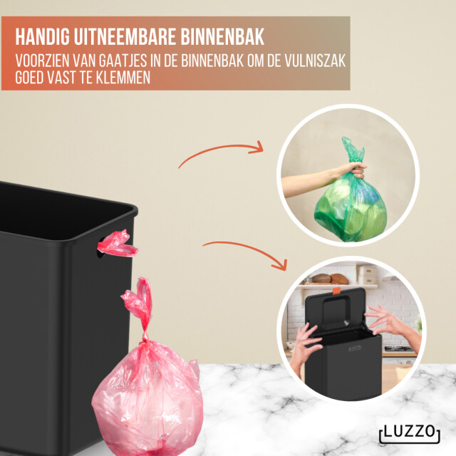 Luzzo ® loft groente afvalbak aanrecht afvalbakje 5 liter uitneembare 3059049 large