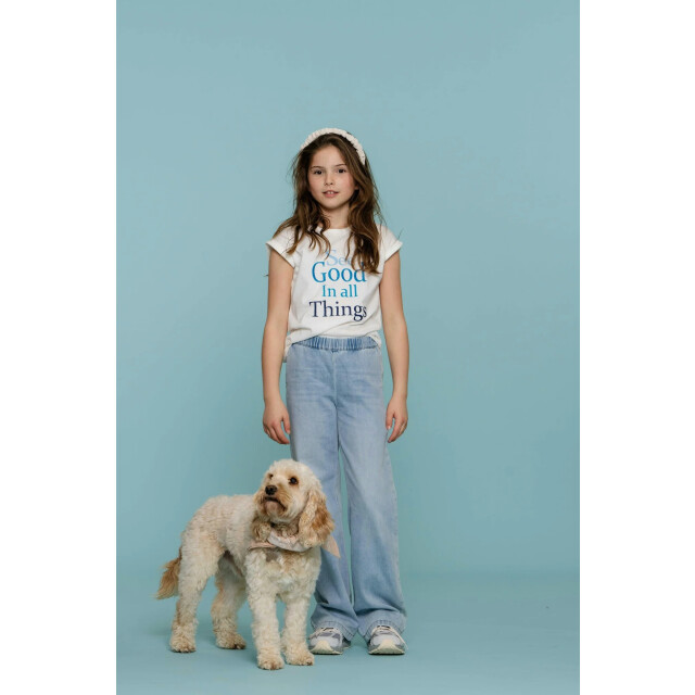 Geisha Zomer jeans broek meisjes wide elastic waist bleached denim 51015K-10 - 000830 - bleached denim large
