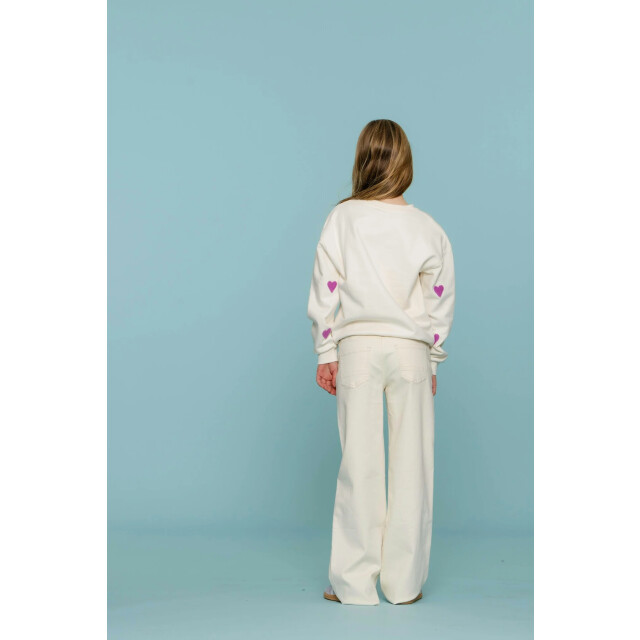 Geisha Zomer sweater meisjes hartjes terry licht / lavendel 52084K-21 - 000721 - light sand/lavender large