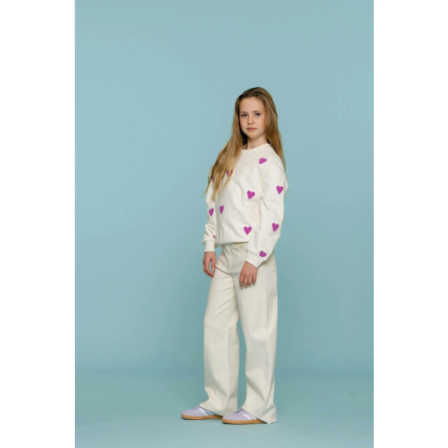 Geisha Zomer sweater meisjes hartjes terry licht / lavendel 52084K-21 - 000721 - light sand/lavender large