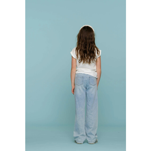 Geisha Zomer jeans broek meisjes wide elastic waist bleached denim 51015K-10 - 000830 - bleached denim large