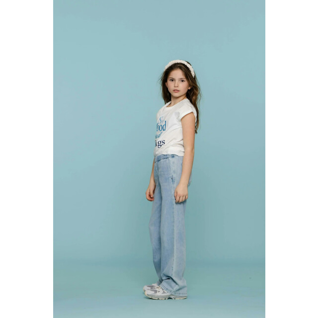 Geisha Zomer jeans broek meisjes wide elastic waist bleached denim 51015K-10 - 000830 - bleached denim large