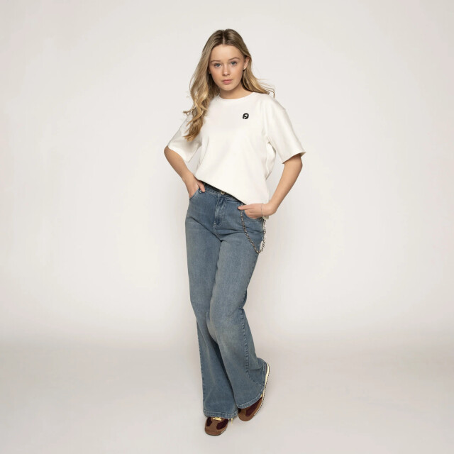 Frankie & Liberty Zomer jeans broek wide leg meisjes - attitude FL25001 - Mid Blue Denim - Attitude large