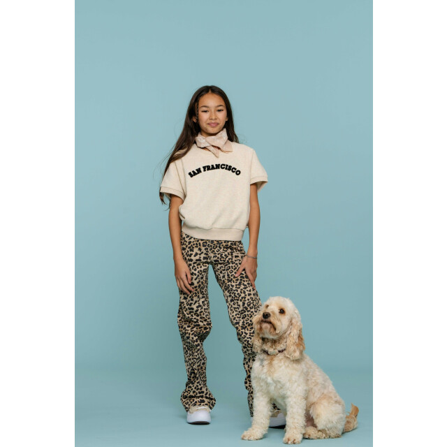 Geisha Zomer jeans broek meisjes / luipaard print 51041K-10 - 000720 - sand/combi  leopard print large
