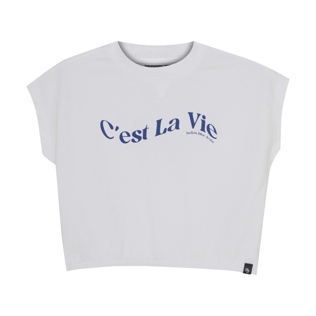 Indian Blue Zomer t-shirt s/s meisjes - cropped wide fit 970181-1450-Bright White large