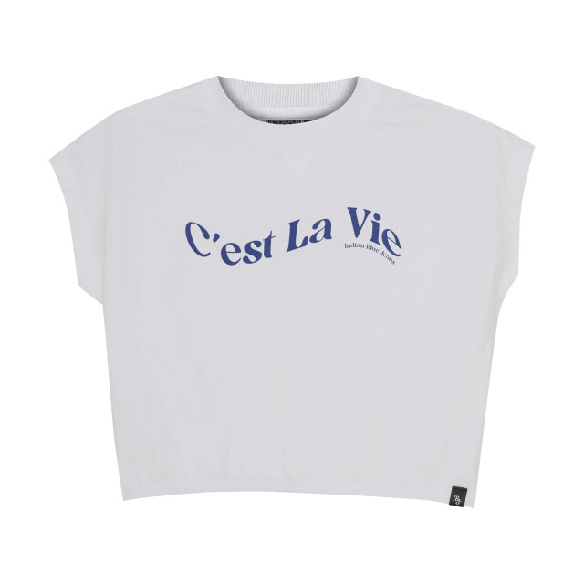 Indian Blue Zomer t-shirt s/s meisjes - cropped wide fit 970181-1450-Bright White large