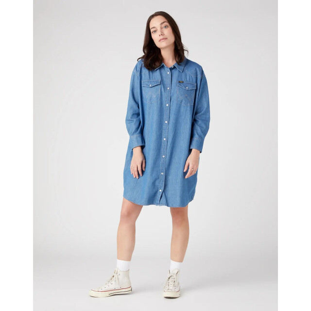 Wrangler Denim shirtdress mid indigo W9P6C3X8E large
