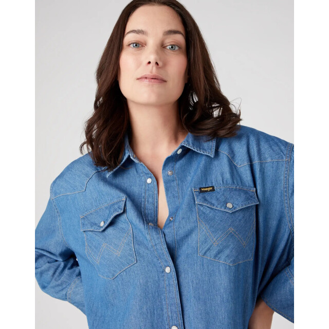 Wrangler Denim shirtdress mid indigo W9P6C3X8E large