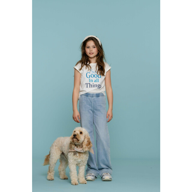 Geisha Zomer jeans broek meisjes wide elastic waist bleached denim 51015K-10 - 000830 - bleached denim large