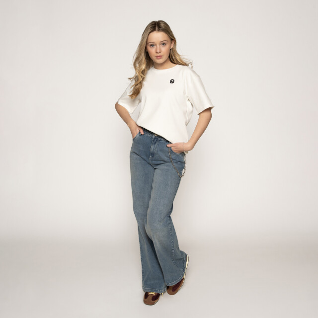 Frankie & Liberty Zomer jeans broek wide leg meisjes - attitude FL25001 - Mid Blue Denim - Attitude large
