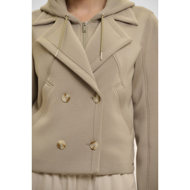 Rino & Pelle double breasted jacket with detachble hood collar jennifer.7002521 10812 dusty khak 06111.365.0007 large