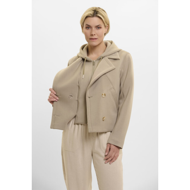 Rino & Pelle double breasted jacket with detachble hood collar jennifer.7002521 10812 dusty khak 06111.365.0007 large