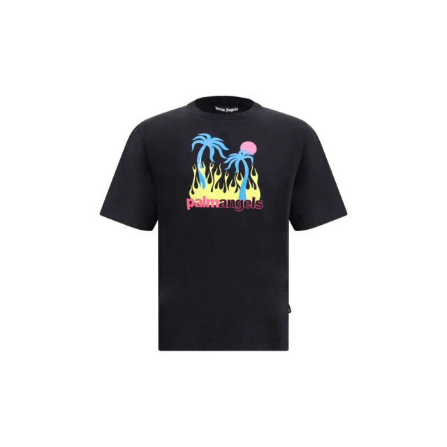 Palm Angels Burning oasi t-shirt met maxiprint voor dames Palm Angels Zwart Burning Oasi T-Shirt Met Maxiprint large