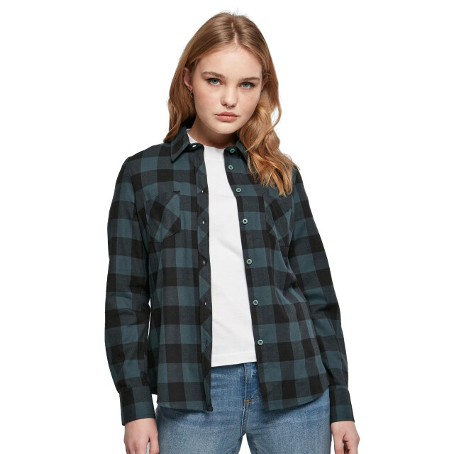 Urban Classics Geruit flanellen overhemd met omgeslagen manchet dames UTTN450_jasperblack large