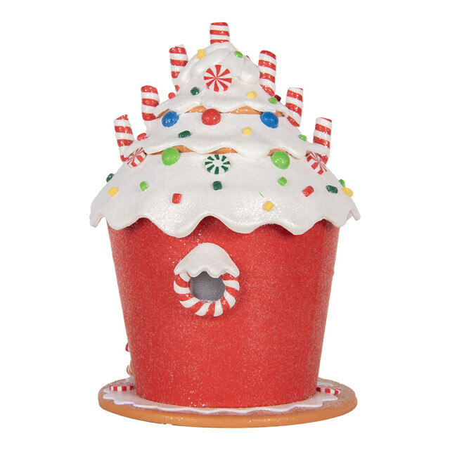 Clayre & Eef Gingerbread house met led 23x23x32 cm wit kunststof 3059619 large