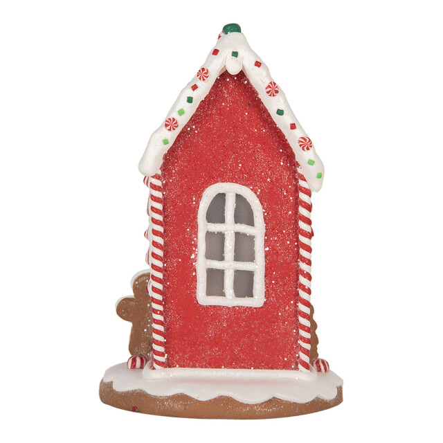 Clayre & Eef Gingerbread house met led 14x14x22 cm rood kunstleer metaal 3059621 large