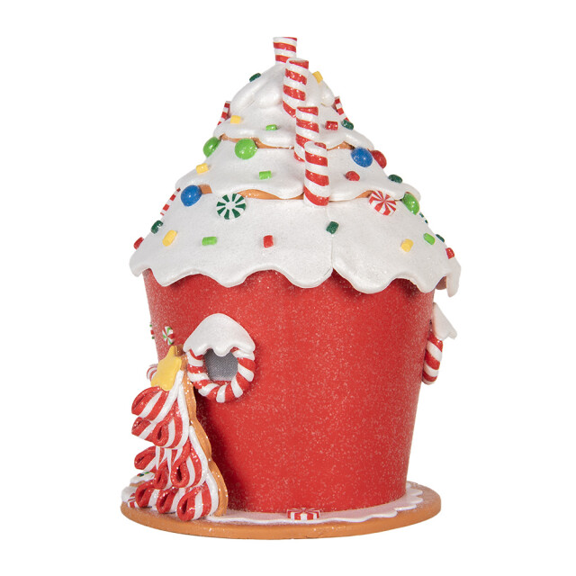 Clayre & Eef Gingerbread house met led 23x23x32 cm wit kunststof 3059619 large