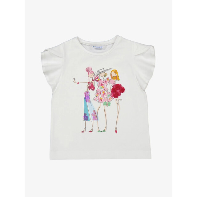 Mayoral Meisjes t-shirt print wit 3-004-89 large