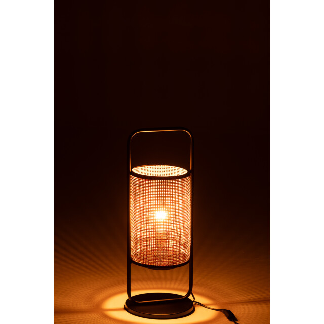 J-Line tafellamp elton metaal/ratan zwart/naturel small 23x23x61cm 2999570 large