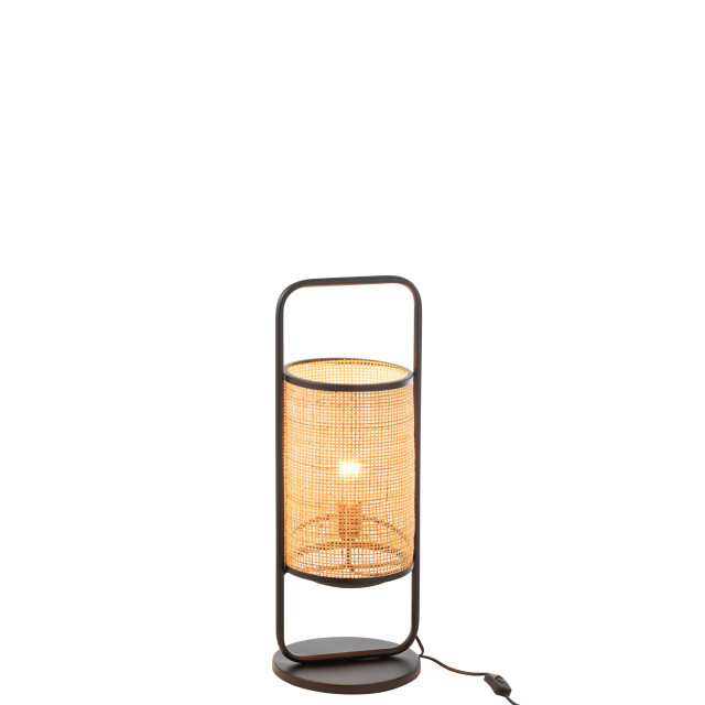 J-Line tafellamp elton metaal/ratan zwart/naturel small 23x23x61cm 2999570 large
