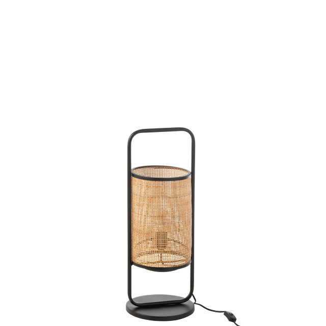J-Line tafellamp elton metaal/ratan zwart/naturel small 23x23x61cm 2999570 large