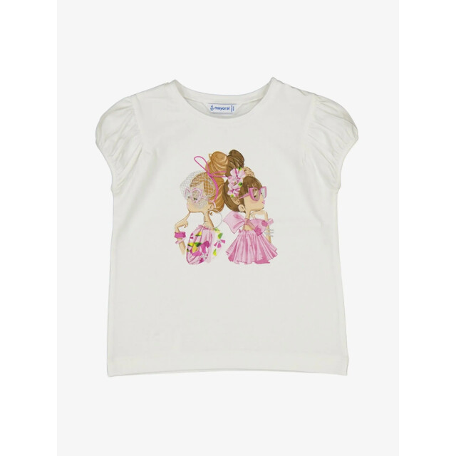 Mayoral Meisjes t-shirt doll wit orchid 3-003-58 large
