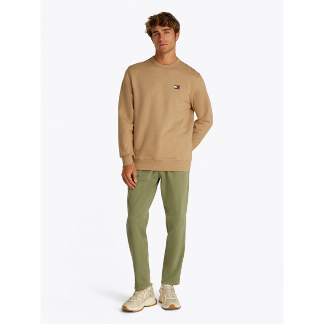 Tommy Hilfiger Dm0dm20660 hef  badge crew vintage melange heren sweater - HEF Vintage Camel Melange/DM0DM20660 Badge Crew large