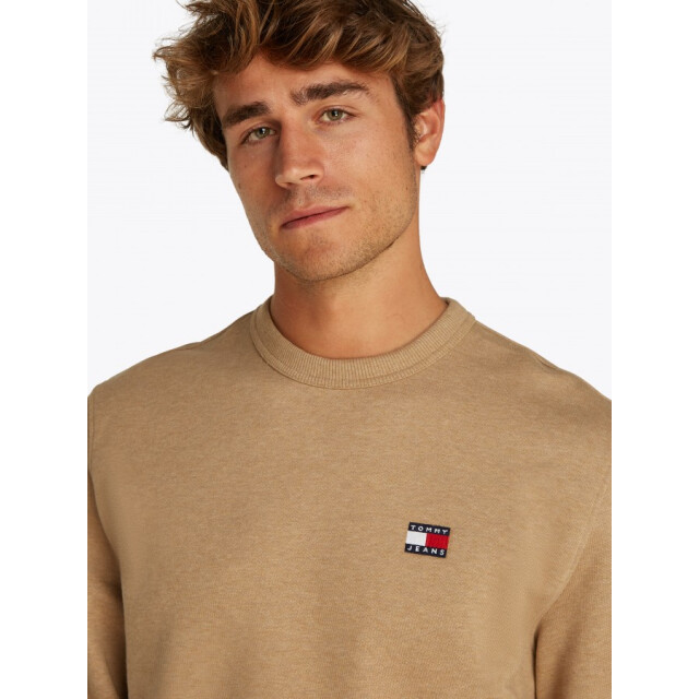 Tommy Hilfiger Dm0dm20660 hef  badge crew vintage melange heren sweater - HEF Vintage Camel Melange/DM0DM20660 Badge Crew large