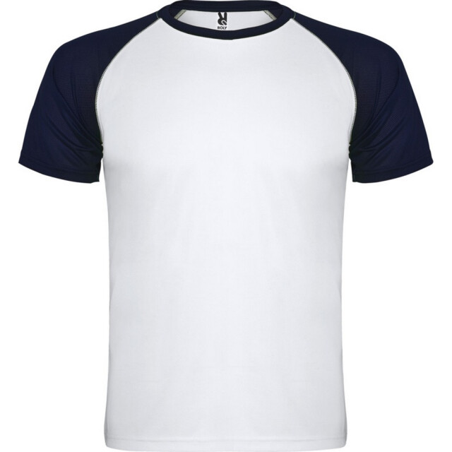Roly Kinderen/kinderen indianapolis sport t-shirt met korte mouwen UTPF4443_whitenavyblue large