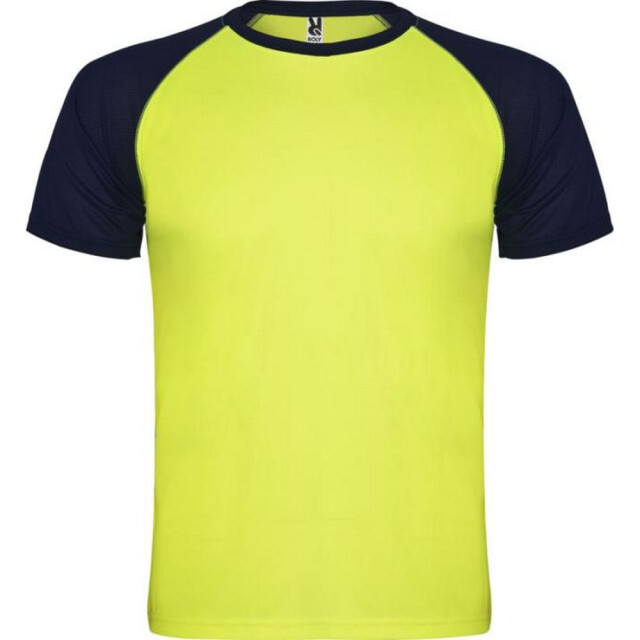 Roly Unisex volwassen indianapolis sport t-shirt met korte mouwen UTPF4436_fluroyellownavyblue large