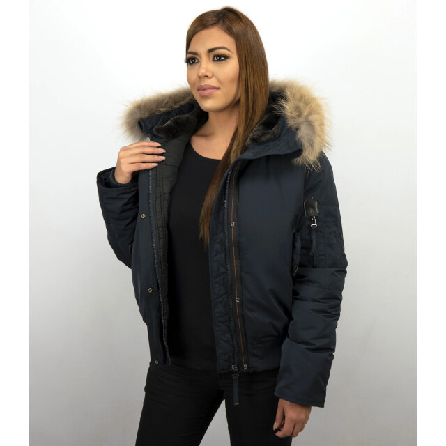 Gentile Bellini Korte winterjas met bontkraag DM8815-5 large