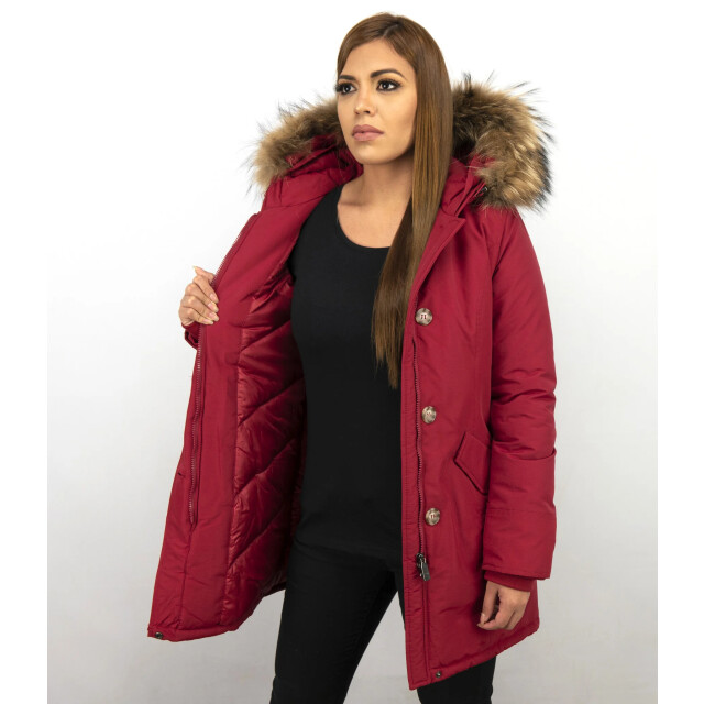 TheBrand Parka jas slim fit met bontkraag LB280PM-R large