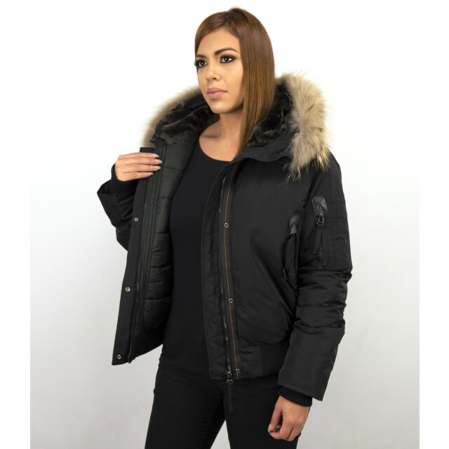 Gentile Bellini Korte winterjas met bontkraag DM8815-1 large
