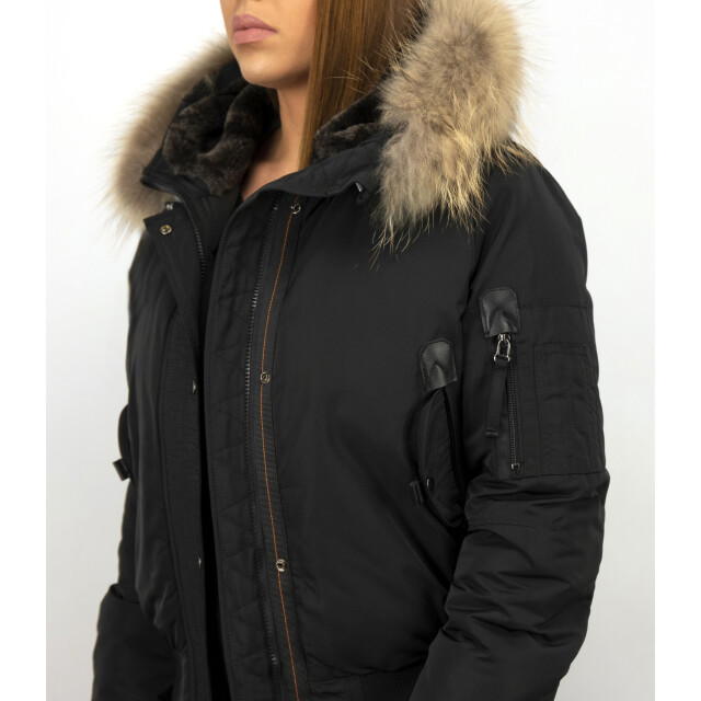 Gentile Bellini Korte winterjas met bontkraag DM8815-1 large