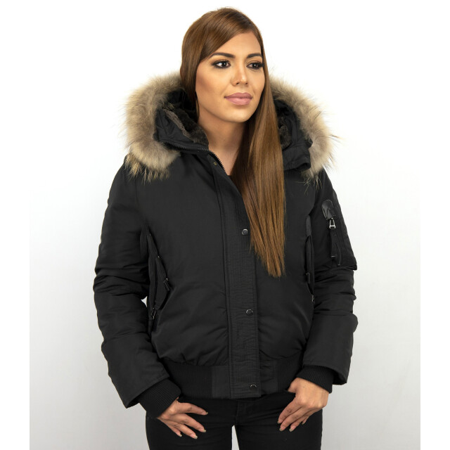 Gentile Bellini Korte winterjas met bontkraag DM8815-1 large