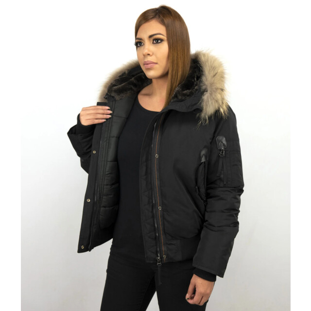 Gentile Bellini Korte winterjas met bontkraag DM8815-1 large