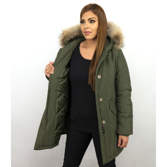 TheBrand Lange parka jas met bontkraag LB280PM-G large