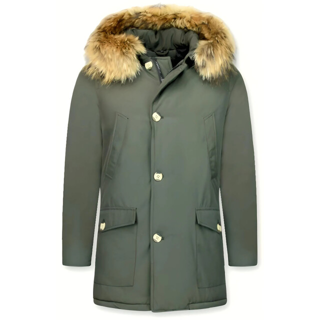 Enos Lange parka jas met bontkraag PI-7003G I PI-7101-G large
